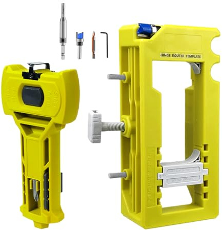 Door Hinge Jig, Door Hinge Installation Kit, Doors Hinges Router Template Cabinet, Doors Hinges Mounting Jig and Template Installation Kit with Adjustable Lengths for Hingee Install