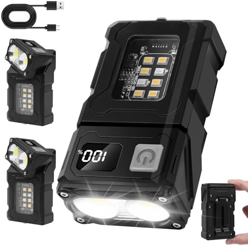 flintronic 2Stück Mini Taschenlampe LED, Arbeitsleuchte, COB Arbeitsleuchte | mit Magnetfuß und USB C Aufladung, für Werkstatt KFZ Notfall Camping Outdoor
