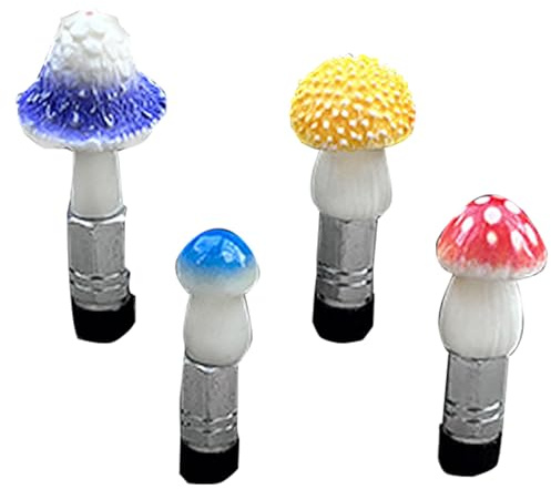 Bouchons De Valve De Pneu En Forme De Champignon – Couvertures De Valve De Vélo Mignonnes | Design Créatif En Forme De Petit Champignon Avec Adaptateurs Français - Protection Anti-poussière Pour Vélo,