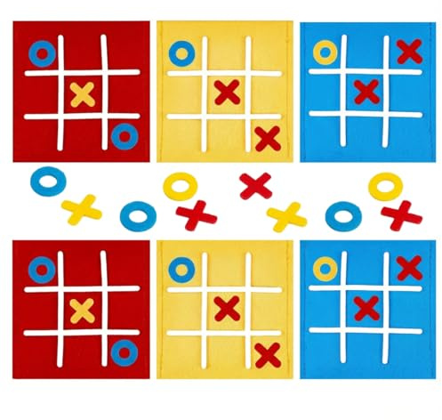 CATZUM 6 Stück Tic Tac Toe Spiel, Filz Tic Tac Mini, Tic Tac Town Spiel, Mitgebsel Kindergeburtstag, Lernspielzeug, Geeignet für Geburtstag, Kindertag, Zuhauser, Schule, Party (Bunt)