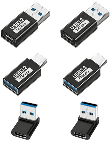 kwinfei 6 Piezas Adaptador USB C a USBA OTG 10Gbps, Adaptador USBC a USB, Adaptadors USB A Tipo C, Carga Rápida y Data Sync Compatible con Smartphone 15-17 Series, Galaxy S25/S24, PC y Accesorios USB