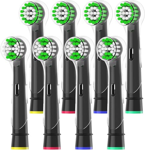 8 Stück iO Aufsteckbürsten Kompatibel mit Oral B iO Zahnbürste Elektrische, 8 Stück Zahnbürste Aufsätze für 2 3 4 5 6 7 8 9 10 Series Zahnbürste (8 Schwarz)