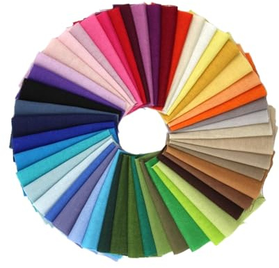 Luckwaii 50 Farben Baumwollstoff Patchwork Stoffe Paket 20 x 20 cm | Stoffreste zum Basteln, Cotton Fabric Squares Stoffpakete Baumwolle Stoff zum Nähen für DIY Handwerk Quilten & Dekoration