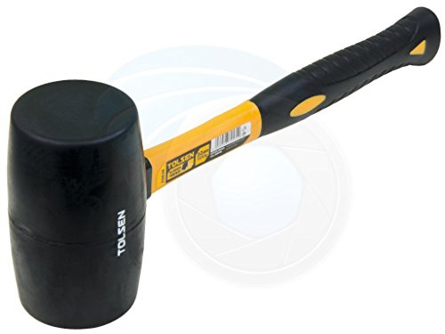 TOLSEN Large Rubber Mallet 32oz – Heavy-Duty Black Rubber Hammer with Fiberglass Rubberized Handle, Soft Grip, 2.55 Head Diameter