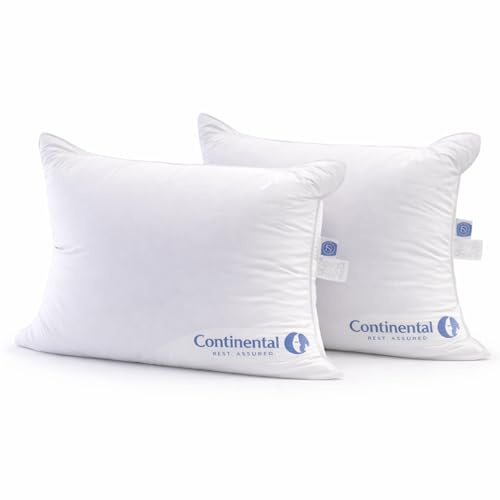 Continental Bedding Layered Down Pillow, 400 Thread Count Downproof 100% Cotton Shell, Premium Hotel Collection, Plush Comfort with Balanced Support, Standard