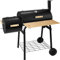 BillyOh Charcoal BBQ Grill with Smoker, Offset Steel Barrel Drum — Garden Barbecue with Wheels, Temperature Gauge, Side Shelf & Storage, Black Portable BBQ Charcoal Grill for Smoking and Grilling