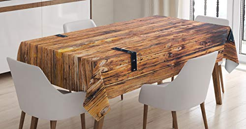ABAKUHAUS Antiquität Tischdecke, Holzbohlen in Hellen Tönen, Inn und Outdoor Bereich geeignet Waschbar Druck Klare Farben Kein Verblassen, 140 x 200 cm, Holzbraun