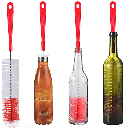 ALINK 16in Extra Long Red Bottle Cleaning Brush Cleaner for Washing Narrow Neck Beer/Wine/Thermos/Sport Well, Brewing Bottles, Hummingbird Feeder