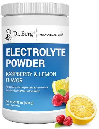 Dr. Berg Zero Sugar Hydration Keto Electrolyte Powder - Enhanced w/ 1000 mg of Potassium & Real Pink Himalayan Salt (NOT Table Salt) - Raspberry & Lemon Flavor Hydration Drink Supplement, 100 Servings