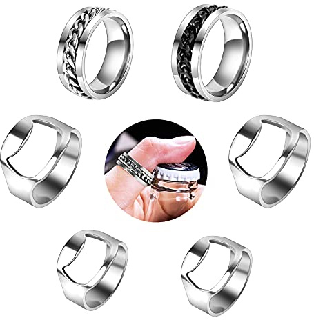 Flaschenöffner Ring 6Pcs Bier Ringöffner Ring Flaschen Öffner Mini Flaschenöffner Ring Edelstahl Ring Bier öffner für Restaurant, Bar, Party