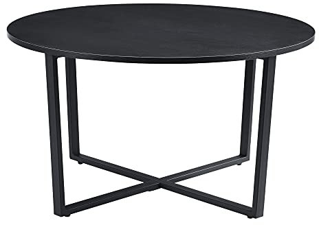 [en.casa] Couchtisch Vadstena 45x80cm Beistelltisch rund Wohnzimmertisch Couchtisch Sofatisch Stahlgestell Schwarz