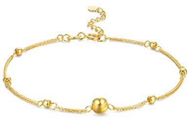 Beydodo Armband Gold 750 für Damen, Gliederarmband mit Beads Partnerarmband Armband 19CM für Charms