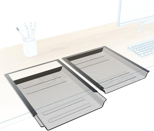 KD Essentials – 2x Cassetto sottotavolo, ripone documenti A4 e articoli per ufficio in modo invisibile sotto la scrivania, cassetto inferiore come organizzatore/ripiano in ufficio e home office