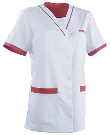 Clemix by Lafont Túnica médica 2ALE blanco y rosa grosella negra