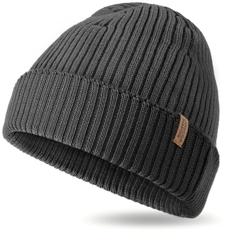 Outdoor Shaping Warme Merino Wollmütze Ribbed, Winter Strickmütze Herren Damen, Atmungsaktive Beanie 100% Wolle für Outdoor Laufen Skifahren