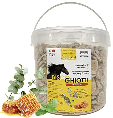 Biscoghiotti Support Biscotti Artigianali al Miele ed Eucalipto per Cavalli 2,5 Kg - Snack per il benessere delle vie respiratorie e del tratto intestinale - 100% Made in Italy, 100% Naturali
