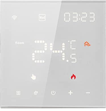 Qiumi Contrôleur de température WiFi pour chauffage au sol électrique avec Alexa Google Home, affichage matriciel LED pour protéger vos yeux, 16 A 95 ~ 240 V AC