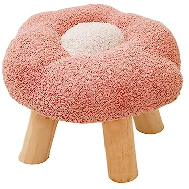 Qianly Step Stool Footrest Flower Shape Multipurpose Cartoon Foot Rest, Soft Ottoman Sofa Stool for Bedroom, Entryway, Apartment Bedside Living Room, Pink