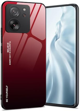 HAOYE Funda para Xiaomi Mi 13T 5G / 13T Pro 5G, Tapa Trasera de Cristal Templado Resistente a Arañazos, Carcasa Protectora de Parachoques de TPU Silicona Case Cover(5)