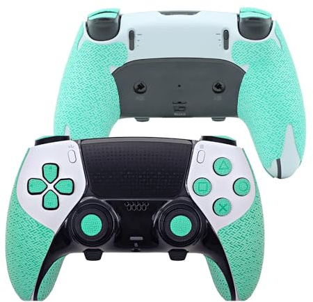 Poignée de manette pour PS5, kit de peau texturée, pour PS5DualSense/Edge, antidérapant, absorbant la transpiration, boutons (PS5 DualSense Edge, vert menthe normal)