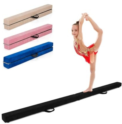 SPOTRAVEL Folding Gymnastic Beam, Portable Floor Balance Beam(210cm, Black)