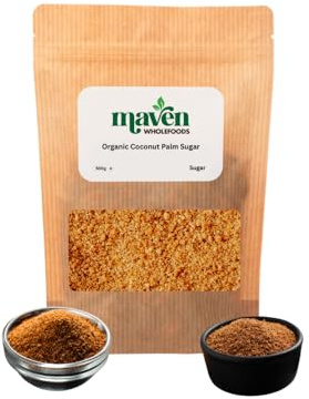 Maven Wholefoods Organic Coconut Palm Sugar 500g, Unrefined Natural Sweetener, GMO Free, No Additives or Preservatives, Vegan & Vegetarian, Certified Organic Coconut Sugar