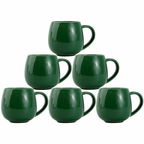 superyes Christmas Green Coffee Mugs Set of 6 for Latte Cappuccino Cup Ice Cream Hot Chocolate 12oz Solid
