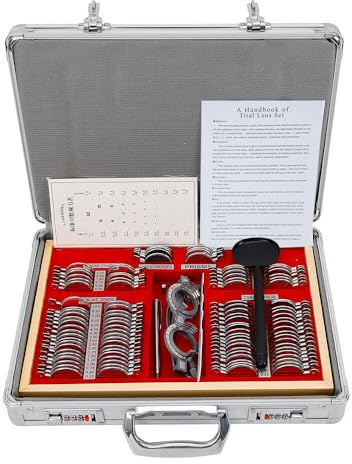 Lentille pour torture Lot de 104 Kit de lentilles de test Optométrie en métal avec lunettes de test avec monture métallique et étui en aluminium accessoires optométriques