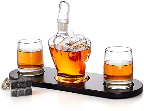 Estante para botellas de vino, soporte para copas de vino, juego de decantador de whisky, decantador de dedo medio, regalo de creatividad, regalo para hombre, piedras de whisky de refrigeración y em