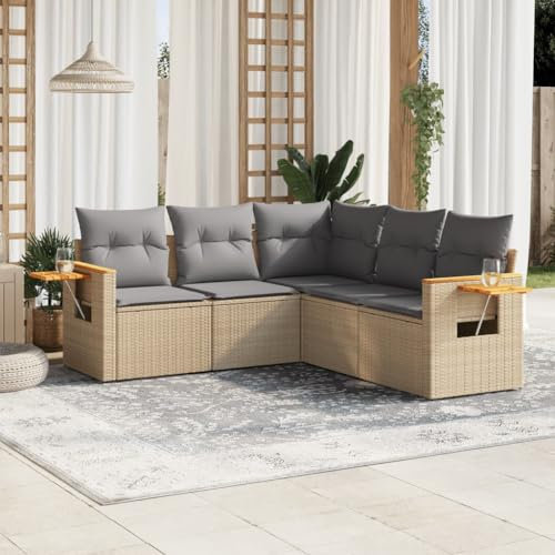 Festnight Balkon Ecklounge mit Stauraum Gartenlounge Klein Sofa Balkon Lounge Rattan Rattansofa Sitzecke Balkon Klein Gartensofa Ecksofa Garten Lounge Sofa Outdoor Balkonmöbel Couch Gartenmöbel