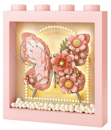 MEIEST Ensemble de blocs de construction de cadre photo papillon, ensemble de construction de fleurs créatives avec cadre exquis, jouets de briques de construction fantaisie, décoration d'intérieur