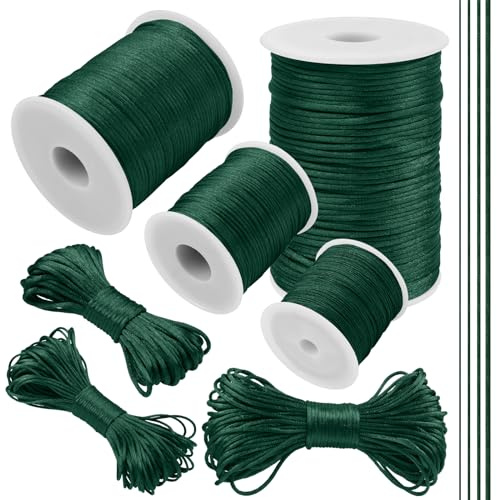 LEREATI Filo Nylon per Braccialetti 1.5mm x 100m Coda di Topo Cordoncino per Collane Filo Non Elastico per Braccialetti Resistente Filato Gioiello, Filo per Macrame, Perline, Fai da Te (Verde Scuro)