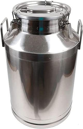 ZGYOZMNG Milchkanne aus Edelstahl 304, 15–68 l, robuster Milchtransporteimer, Weineimer, Ölfass, Tragekrug mit silikonversiegeltem Deckel für Flüssigkeitsbehälter (40 l) (30 l)
