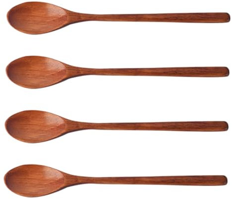 Cuchara Sopera de Madera Mango Largo, 4 Piezas, Madera