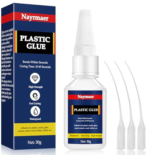 Nayrmaer Superglue for Plastic, 30g Model Glue, Waterproof and Heat-Resistant Super Adhesive for Acrylic, DIY Crafts, PVC, Vinyl, etc.