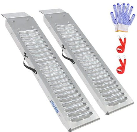 LIEKUMM Loading Ramps, 2 x Motorcycle Ramp, 440 kg Capacity Loading Ramps, 100 cm Ramp for Bicycles, Trolleys, Lawn Mowers, Snowblowers, Motorcycles, ATVs, UTVs