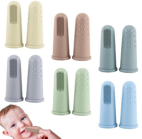 Baby-Fingerzahnbürste, 12 Stück, Einheitsgröße, 0–2 Jahre, Baby-Fingerzahnbürste, weiche Silikon-Fingerzahnbürste für Kleinkinder, zur Reinigung, Entlastung des Zahnens und Zahnfleischmassage