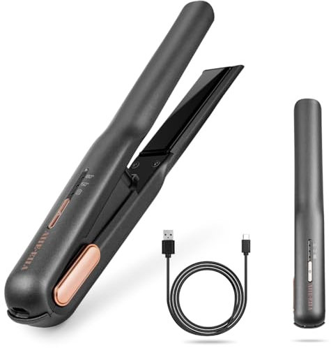 Cordless Hair Straightener, Portable Flat Iron for Hair, Fast Heating Flat Iron, Adjustable Temperature, Type-C Rechargeable, Mini for Travel(Gray)