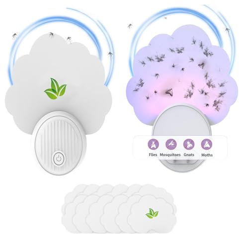 YUCEN Cards Flying Insect Trap Indoor Use, Fly Trap Indoor, Fruit Fly Traps for Indoors, (2 Device + 12 Refills) Fly Catcher Indoor, Safer Plug in Light Flying Insect Trap, Bug Light Killer, Fly Trap