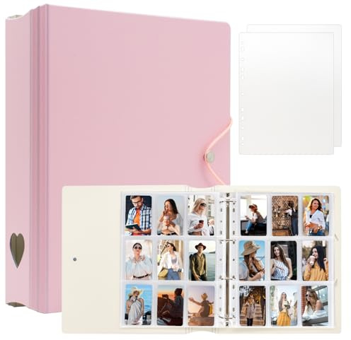 Álbum de fotos A4 para Instax Mini 11 12 9, encuadernación de tarjetas de fotos para impresora de fotos Polaroid SnapTouch PIC-300 Z2300, libro de fotos 2 x 3 para tarjetas Kpop (Rosa)