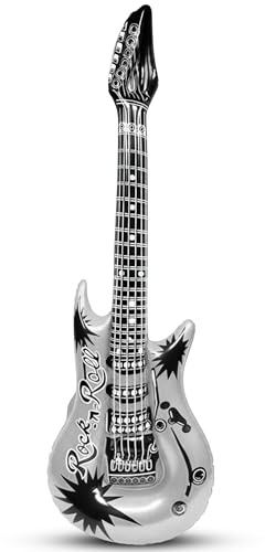 Silver Inflatable Guitar | Inflatable Guitar Prop | Blow Up Guitars | Music Party Decorations | Blow Up Instrument | 37 Inches | Silver