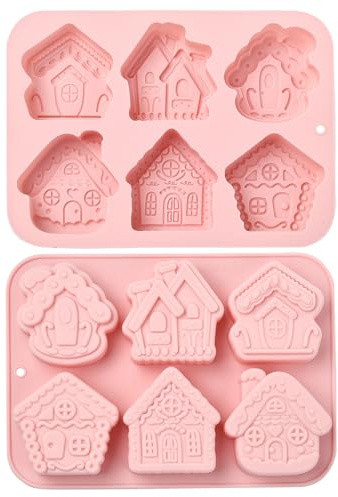 UR URLIFEHALL Silikonformen in Hausform, niedliche wiederverwendbare Silikon-Backformen für Schokolade, Fondant, Süßigkeiten, Gelee, Eiswürfel, Kuchendekoration, 2 Stück