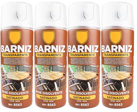 various Pintura Spray Barniz Satinado de 400 ml Adecuado para las Superficies de Metal, Madera y Plástico Pack de 4 Unidad