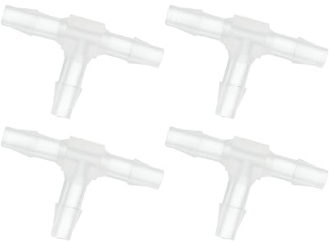 sourcing map 1/8 Hose Barb Fitting, 4 Pcs Equal Barbed T Shaped 3 Way Plastic Splicer Joint Mender Adapter Union Fitting for Air Line Tubing Pipe Household Fuel Gas Liquid