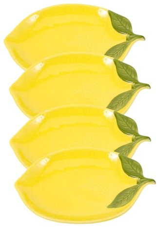 KICHOUSE 4piezas Cuencos Cerámicos Forma De Limón Tazones Pequeños Para Ensalada y Frutas Vajilla Creativa y Decorativa Para Cocina y Mesa