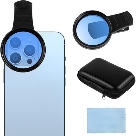 52mm Clip-on CPL Phone Filters Polarizing, Universal Circular Polarizer Lens for iPhone Android Ultra Slim Minimize Glare Eliminate Reflections