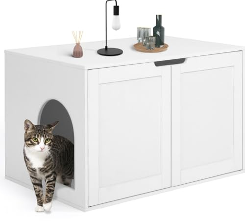 IDMarket - Katzenklo - Versteck mit Doppeltüren weiß