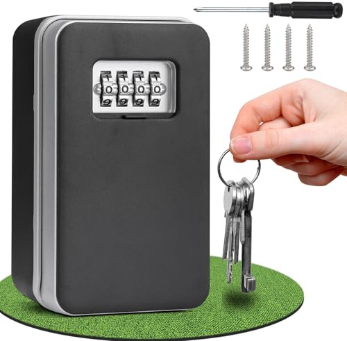 Samamoca Schlüsseltresor mit Zahlencode für außen – wasserdichte Schlüsselbox & Schlüsselsafe mit großem Fassungsvermögen – Ideal für AirBnB, Büro, Familie – Wandmontage & stoßfest