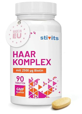 Stivits Hair Formula mit Biotin 2500 µg – Vegane 90 Tabs, 15 Nährstoffe für gesunde Haare, Haut & Nägel – mit Biotin, Zink, Vitaminen B & C