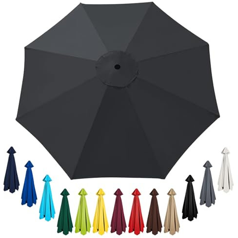 Générique Auvent De Remplacement pour Parasol, 2.7m, 6/8 Baleines Parasol De Jardin Exterieur, Parasol Déporté Toile De Rechange pour Cour, Plage, Balcon, marché(Gris,8 Ribs-2.7 m/9 FT)